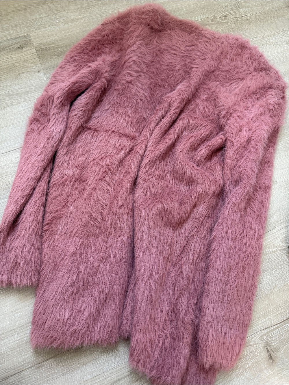 Women's Dusty Rose Fuzzy Open-Front Cardigan - Picture 2 of 2